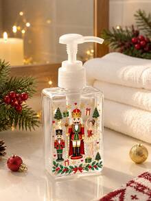 Nutcracker Pattern Transparent Vacuum Pump Bottle | Autumn Reusable Refillable Press Bottle, Leak-Proof Plastic Travel Dispenser Bottle; Travel Foam Dispenser Bottle - Transparent Plastic Material, Fragrance-Free, Latex-Free, (Suitable For Lotion And Foundation) Suitable For Hand Soap, Toothpaste, Shampoo, Conditioner, Etc.; Travel Essential, Transparent Travel Cosmetic Container (Suitable For Foundation, Moisturizer, Etc.) - Hand Wash Only, Space-Saving Design. Suitable For Daily Home Use, Halloween Home Decor - Multicolor - View 3
