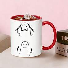 Funny Stick Figure Meme Ceramic Coffee Mug, Novelty Hand Drawn Cartoon Graphic Tea Cup, Humor Emotional Expression Drinking Cup, Gift For Friends Coworkers Birthday - Multicolor - View 7