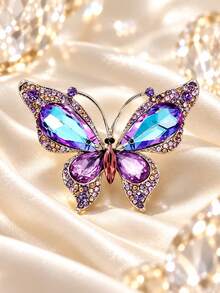 1pc Large Shiny Pink Butterfly Brooch, Elegant Floral Jewelry For Women, Fashionable Brooch Suitable For Daily Wear, Weddings, Cocktail Parties And Banquet Events - Multicolor - View 6