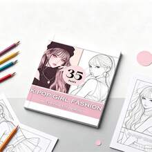Christmas New K-POP Girl Style Coloring Book, Adult Stress Relief Coloring Book, Fashion Coloring Book - Multicolor - View 6