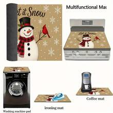 (Hot !!) 1pc 2D Printed Christmas Snowman Design, Flat Stove Protector Mat, Rubber Anti-Slip Heat-Resistant Stove Cover Pad, Suitable For Induction Cooktop, Glass Stove, Multi-Function Scratch-Resistant Mat, Best Choice For Oven, Washing Machine, Dryer, Kitchen Decoration - Multicolor - View 9