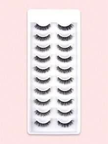 10 Pairs 14mm Long Criss-Cross False Eyelashes - Black - View 2