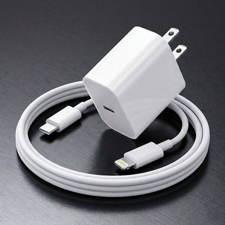 20W Apple Fast Charging Set [USB-C Fast Charging Adapter + 3.3FT/100CM Long USB-C To Apple Lightning Charging Cable Efficient Data Transfer Cable], Compatible With IPhone 14 13 12 Series Portable Charger Set - US A Type Plug(110-127V) - View 1