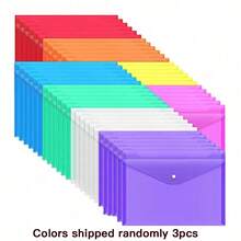 Transparent Snap Button File Bag Office Document Folder Colorful PP Plastic Office Storage Bag - Multicolor - View 8