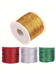 1/2 Roll (Random Color) Metallic Velvet Rope - Durable Polyester Handmade Cord, Suitable For DIY Jewelry, Christmas Decorations And Gift Wrapping | Easy To Shape And Bend Design - A - View 1