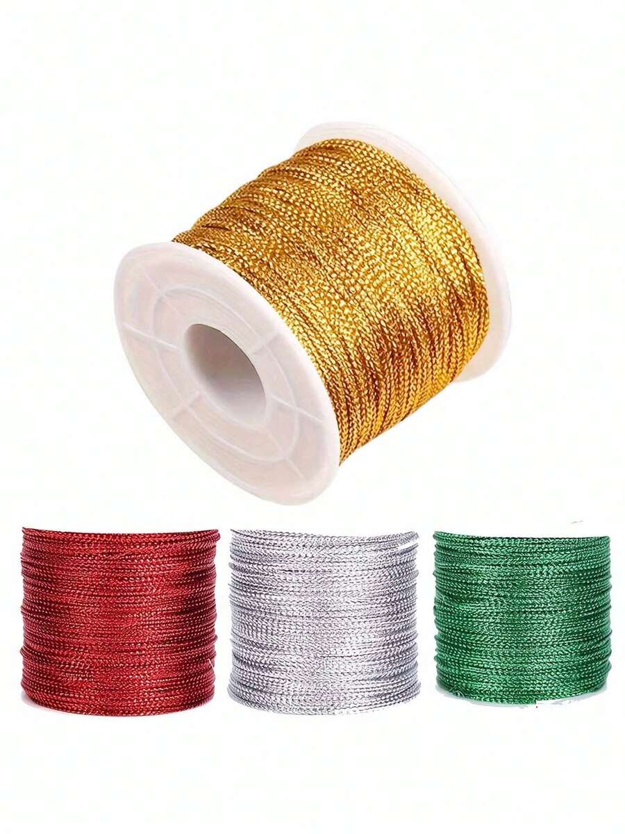 1/2 Roll (Random Color) Metallic Velvet Rope - Durable Polyester Handmade Cord, Suitable For DIY Jewelry, Christmas Decorations And Gift Wrapping | Easy To Shape And Bend Design - A - View 1