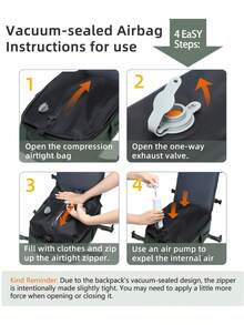 Travel Backpack With Vacuum Compression (With Pump) Portable Combination Laptop Bag Medium Classic Edition Travel Backpack Laptop Backpack Travel Backpack Vacuum Compression Casual Backpack Unisex Short Trip Business Trip Luggage Bag Portable Bag - Multicolor - View 4