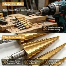 4pcs Complete Multi-Size Step Drill Bit Set, Tapered Drill Bits For Drilling And Reaming, Suitable For Metal, Wood, PVC And Acrylic, Widely Used For Home Maintenance, Crafting And Various Small Processing Projects - 4pcs - View 6