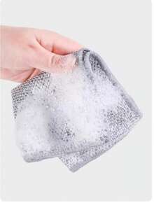 Khăn rửa bát bằng sợi thép bạc dạng lưới, miếng cọ rửa kim loại chống dính dầu, dùng vệ sinh nồi và rửa bát trong nhà bếp - Bạc - Xem 5