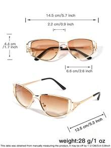 1 PC Women's Lightweight Geometric Fashion Glasses Metal Frame Soft Tinted Lens Retro Chic For Beach Travel Photo Shoot With Glasses Box - Multicolor - View 10