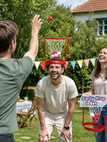 1 Set Adjustable Basketball Hoop Headband With 20 Random Color Basketballs, Made Of PVC Material, Suitable For Adults, Perfect For Carnival Party Games, Indoor/Outdoor Fun Leisure Activities, Holiday Party Games, Comes With Mesh Basketball Hoop, Great Choice For Basketball Accessories - Multicolor - View 5