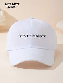 1pc "Sorry I'm Handsome" Printed Baseball Cap, Lightweight Comfortable Multi-Functional Baseball Hat, Washed Vintage Hat, Suitable For Daily Outings And Life Use, Daily Outfit Hat Decoration, Gift For Friends - A - View 3