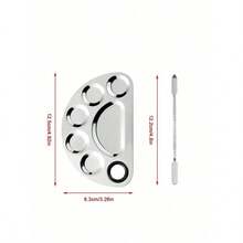 1pc Crescent Moon Shaped Mixing Palette With Scraper, Suitable For Nail Art, Beauty And Makeup, Cosmetic Mixing Tool - Silver - View 10