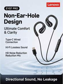 Lenovo Erazer EY07 Pro earphone kabel over-ear | Driver dinamis 13mm untuk kualitas suara HiFi + mikrofon peredam bising definisi tinggi, tetap terpasang bahkan saat berolahraga berat, Type-C/3.5mm universal untuk komputer, ponsel, dan tablet. - View 9