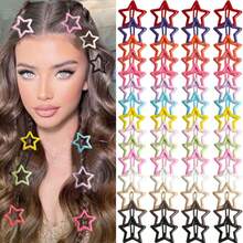 20/10/2pcs Cute Y2K Style Colorful Star Hair Clips, Enamel Texture Snap Clips, Suitable For Side Bangs, Christmas Hair Accessories - Multicolor - View 1