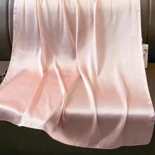 1pc Women's Bohemian Style Classic Solid Color Smooth Satin Scarf, Casual Autumn Shawl Sun Protection Headscarf, Suitable For Daily Use - Nude Skin Tone - View 6