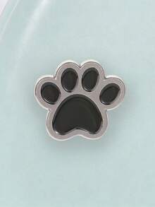 Cute Black Paw Print Enamel Pin, Minimalist Animal Paw Lapel Pin For Backpack Jacket Decoration - Black - View 6