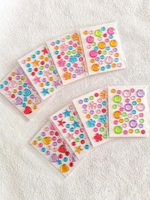 1/4/8/12/24pcs Self-Adhesive Shiny Acrylic Rhinestone Stickers, Heart Gem Decorative Stickers, Music Festival, Concert Look, Valentine's Day Sparkling Face Gems, Easy To Apply DIY Handmade Creative Decoration (Random Style) - Multicolor - View 3