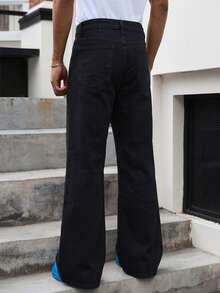 1pc Men's Denim Jeans, Simple Versatile, Fashion, Suitable For Daily Commute Wear, All Seasons - Black - View 3