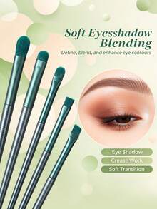 12pcs Professional Makeup Brush Set Foundation Brush Powder Brush Highlighter Brush Blush Brush Eyeshadow Brush With Makeup Sponge Triangular Powder Puff Complete Makeup Tools Beginner Essential - Green - View 5