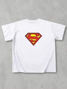 Strevion Men's Minimalist Superman Diamond Graphic Print Crew Neck Short Sleeve Summer T-Shirt - White - View 2