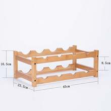 Bamboo Wine Bottle Rack, Small Double-Tier Wine Rack, Holds 8 Bottles, Suitable As A Tabletop Wine Display Rack For Restaurant Counters. Dimensions: 45 * 23.5 * 16.5 Cm - View 5