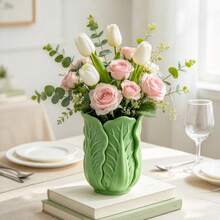1pc Creative Cabbage Shaped Vase, Makeup Brush Holder, Highly Attractive Desktop Pen Holder, Dressing Table Fun Decorative Storage Ornament - A - View 3