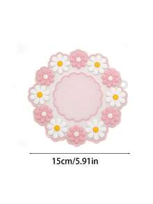 1pc Daisy Coaster, Silicone Material, Cute Flower Shape, Heat Resistant, Dual Color, Coffee Cup/Mug Coaster, 10/15/20cm Mini Coaster, Suitable For Holiday Gifts, Home Decor, Perfect For Home Decoration And Desktop Protection - Multicolor - View 10