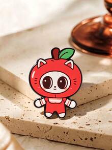 1pc Cute Apple Cat Cartoon Brooch, Exquisite Detail, Small Size, Versatile For Various Outfits, Decorative For Jackets And Canvas Bags, Fun And Charming, A Niche Warm Gift For Cat-Loving Friends - Multicolor - View 2