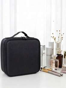 Large Capacity Makeup Bag With Adjustable Compartments, Portable Cosmetic Storage Travel Bag With Brush Slots, Waterproof Beauty Organizer Bag For Women - Multicolor - View 5