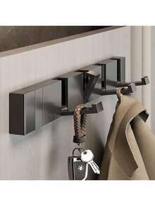 1 Heavy Duty Foldable Wall Hook Organizer - Durable & Space-Saving - Multi-Functional Coat, Towel, Key, And Rag Holder - Easy Installation In Bathroom, Back Door, And Wardrobe, His Review, Hang His Bag, Hanger, Hobbies, Relationships - Black - View 2
