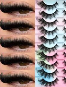 10 Pairs False Eyelashes Set, 4 Styles Fluffy Strip Lashes, Wispy Dramatic Volume Lashes, Lightweight Soft Lash Band, Reusable DIY Fake Eyelashes For Daily Wear, Party, Date, Night Out, Christmas, New Year, Festival & Glam Makeup - Black - View 15