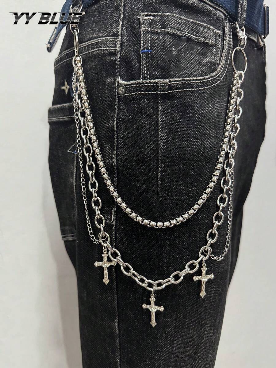 1pc Fashionable Personalized Men's Pants Chain, All-Season Unisex Holiday Party Wear Accessory Chain, Men's Body Chain - Multicolor - View 1
