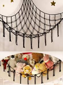 1pc Large Boho Style Plush Doll Net Or Hammock, Plush Doll Hammock, Plush Doll Storage Corner Hanging Net Rack, Tasseled Hanging Hammock Net Plush Doll Storage Rack, Suitable For Bedroom - White - View 12