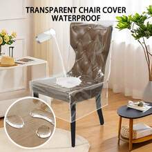 1pc Plastic Dining Chair Cover With Backrest PVC Transparent Chair Cover Waterproof Kitchen Protective Chair Cover, Party Dust Dirt Spill-Proof - Transparent - View 5