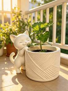 1pc 3D Printed Cat-Shaped Flower Pot, Functions: Grow Succulents, Display Air Plants, Desktop Ornament, For Home Desk, Lightweight Plastic, Irregular Kitten Design, Cute Gift For Plant Lovers - Multiple Styles - View 9