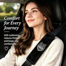 2pcs Crystal Velvet Car Seat Belt Shoulder Pads, Wolf Head Pattern Seat Belt Covers, Soft Shoulder Strap Protectors, Cool Animal Style Car Interior Decor - Crystal Velvet Shoulder Protector - View 4