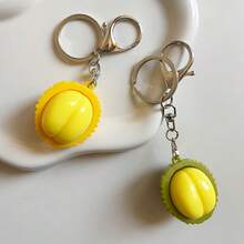 1pc Durian Keychain, Soft Rubber Stress Relief Toy Key Chain, Women's Bag Accessory, Cute Ornament, Graduation Gift, Unisex Adult Finger Key Chain, Press-Type Key Chain, Soothing Emotion Key Chain, Focus Relaxation Pull-Type Key Chain, Finger Pressure Key Chain, Relaxation Key Chain, - Multicolor - View 4
