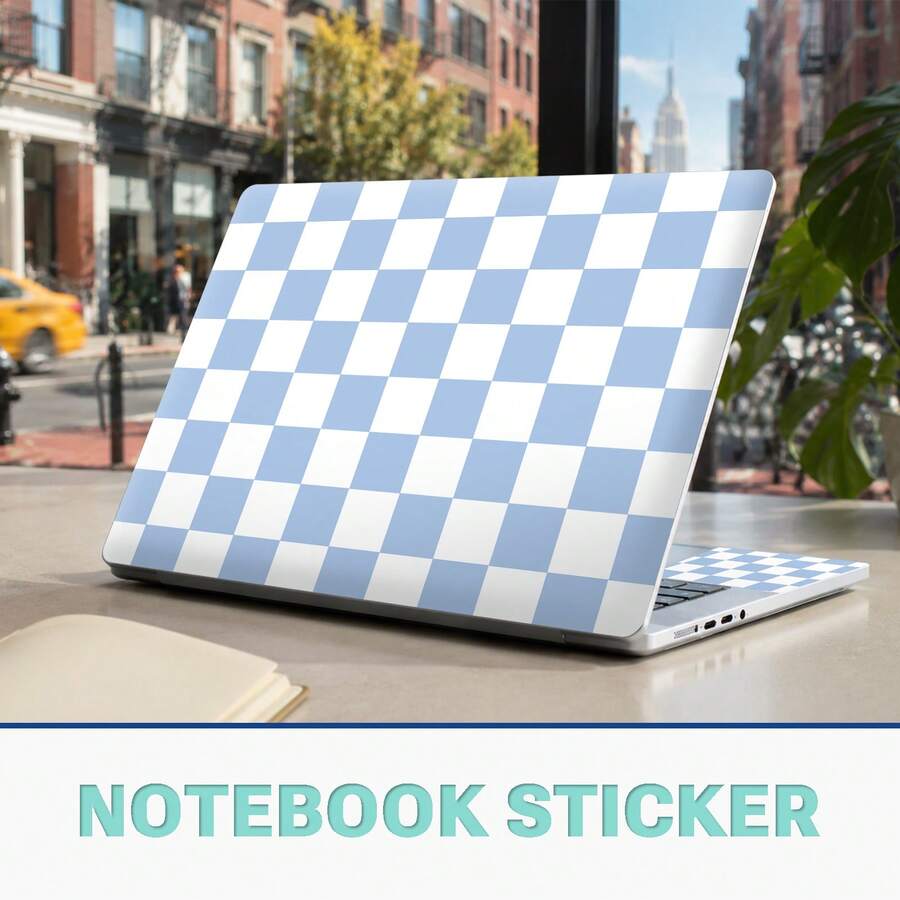 Minimalist Light-Colored Plaid Laptop Skin Kit, Premium Vinyl Film Covers Laptop Top Cover And Palm Rest, Scratch-Resistant And Waterproof, Easy To Remove Without Residue, Compatible With Most 15.5" And Smaller Laptops - View 1