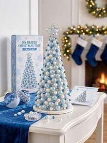 DIY Christmas Beaded Tree Kit, Pearl & Rhinestone Craft Set With Foam Cone Bases, Handmade Holiday Tree Making Supplies For Adults, Sparkling Tabletop Christmas Decor, Party Supplies & Festive Home Decoration - Standard - View 9