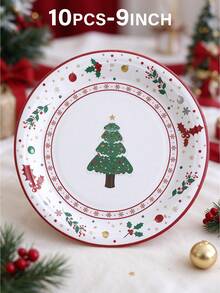 68pcs Christmas Themed Party Supplies Set, Includes 7-Inch Paper Plates ...