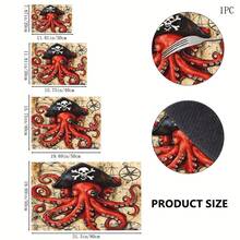 1pc Pirate Octopus Illustration Diatom Mud Absorbent Drying Mat, Kitchen Countertop Draining Mat, Coffee Machine Mat, Dish Drying Mat, Dining Table Breakfast Mat, Non-Slip Heat-Resistant Easy To Clean Hidden Water Stains, Suitable For Kitchen, Dining Table, Coffee Shop, Bar, Home Decor, Holiday Gift - Multicolor - View 7