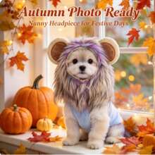 Halloween Lion Mane Hat For Cats And Dogs, Adjustable Pet Costume Hat With Lion Mane, Cute Halloween Pet Accessory For Autumn Winter, Fits Small And Medium Pets, Pet Supplies - Multicolor - View 5