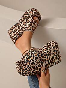 2026 New Women's Suede Thick Sole Wedge Slip-On Sandals, Open Toe High Platform Summer Casual Walking Beach Shoes - Leopard - View 2