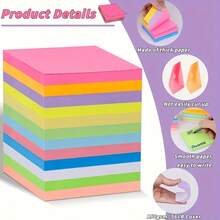 400 Sheets Colorful Sticky Notes, 8 Vibrant Fluorescent Colors, Self-Adhesive With Tear-Off, Suitable For Office, School, Home, Meetings, Reminders And Daily Notes - 400 Sheets, Multicolor - View 2