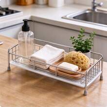 Bộ 2 món (Giá thoát nước inox + Khay hứng nước) Giá lưu trữ inox nhà bếp, rổ thoát nước, giá lưu trữ bồn rửa kèm khăn lau và miếng xốp, giá lưu trữ mỹ phẩm, giá phân loại, giá đựng gia vị nhà bếp. Giá lưu trữ nhỏ đa năng. - Nhiều màu - Xem 6