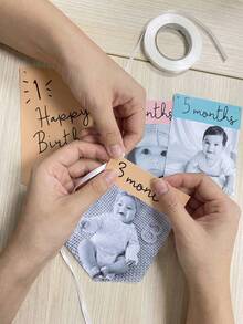 Custom Photo Banner, Personalised 1st Birthday Photo Banner: Baby Monthly Milestone Decoration | Newborn - 12 Months,1 Set Contains 14 Custom Photos,Customizable With Photos And Text; Suitable For Decorating Any Party Or Home & Living Event. - Multicolor - View 6
