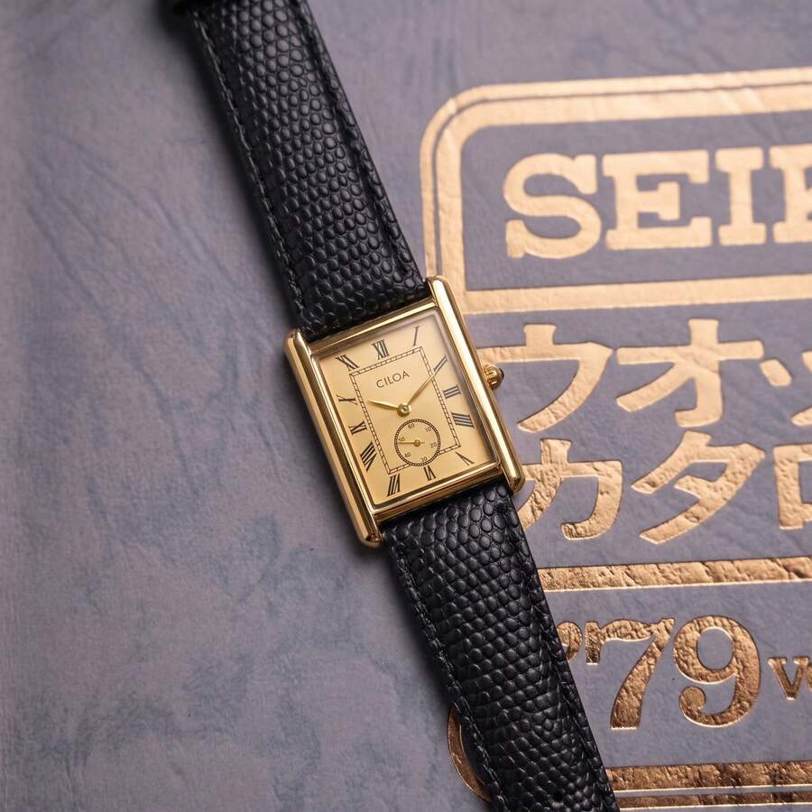 CILOA Men's Vintage Square Watch, Retro Classic Design, Suitable For Various Occasions, Perfect Holiday Gift - Gold - View 1