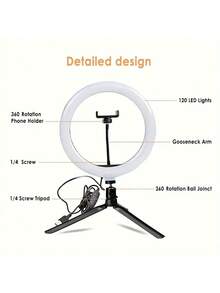 10 Inch Ring LED Selfie Fill Light, Suitable For Phone Live Streaming, Makeup Photography, Ring Light And Tripod Sold Separately, Suitable For Photography, Online Meetings And Live Streaming - A - View 3