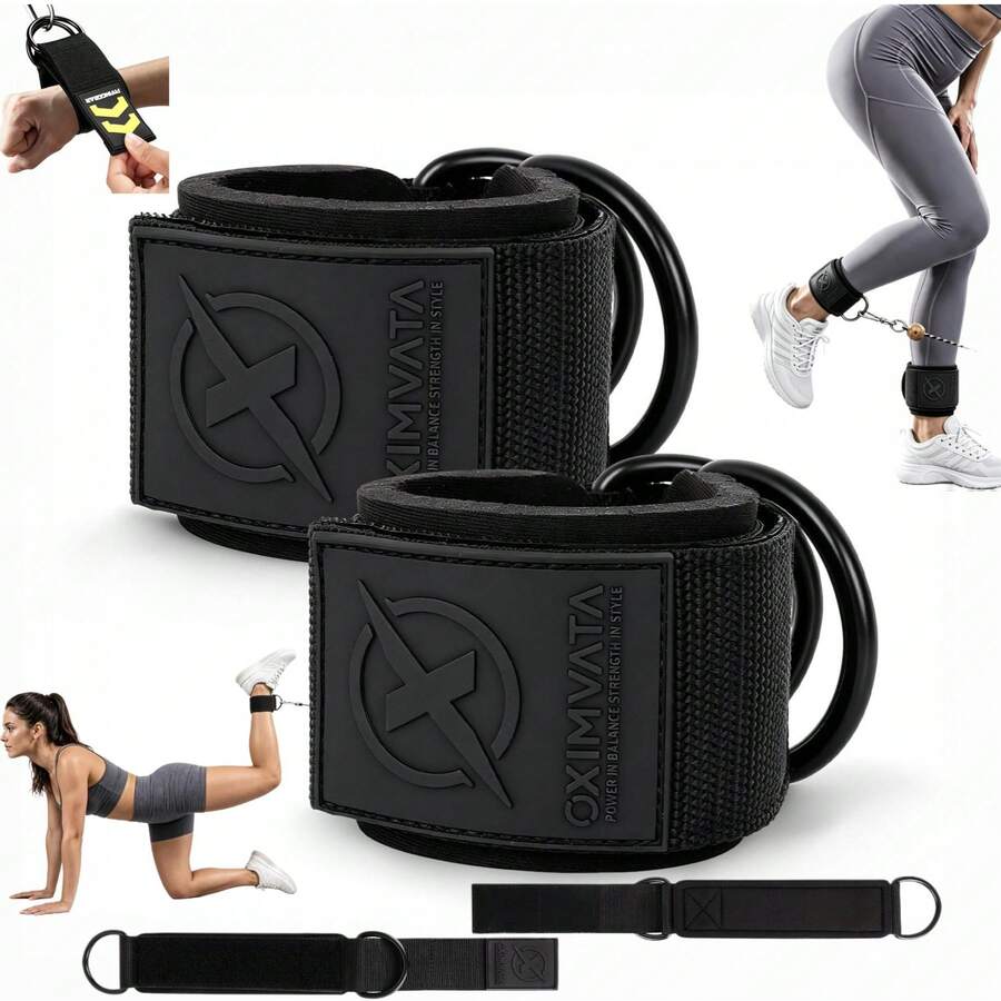 FIVING Ankle Straps For Cable Machine, Padded Adjustable Cuff Glute Leg Hip Kickback, Gym Workout Men Women - Multicolor - View 1